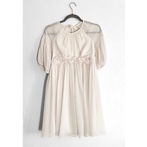 LAUNDRY BY DESIGN Ivory Chiffon Babydoll Dress with Braid Detail 4